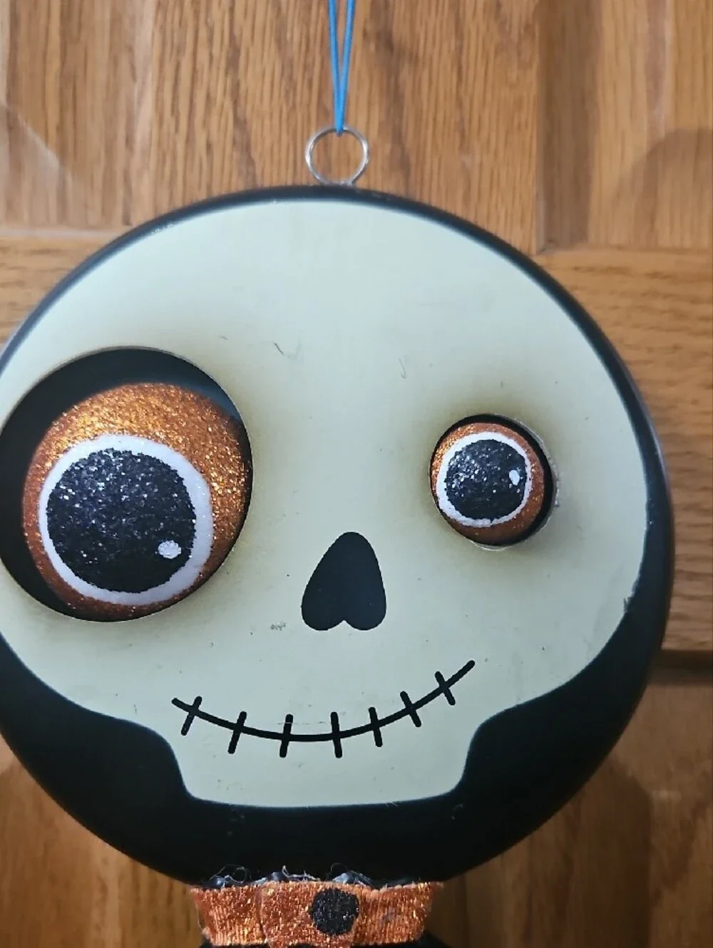 Whimsical Skeleton Doll Hanging Decor in Black, White & Orange